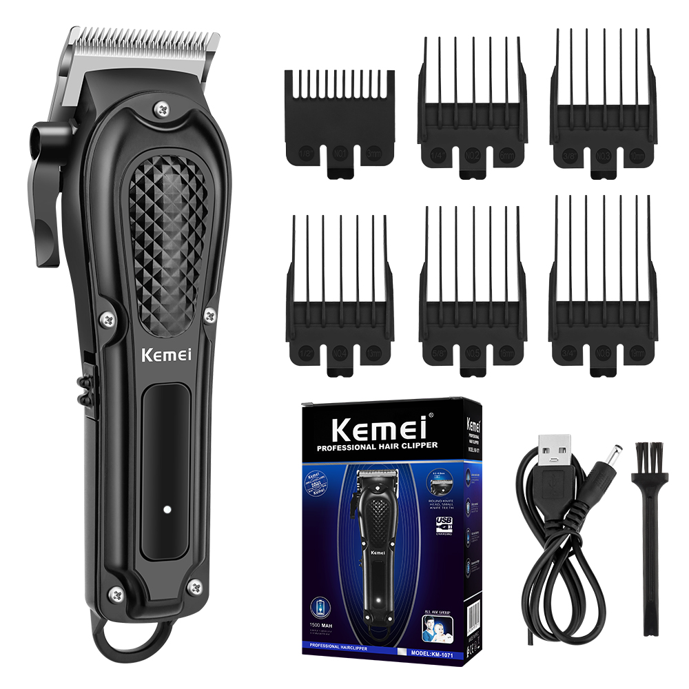 Kemei KM-1071 Electric Hair Clipper UBS Rechargeable Cordless Beard Trimmer Men Powerful Electric Hair Clipper Trimming Tool: Default Title