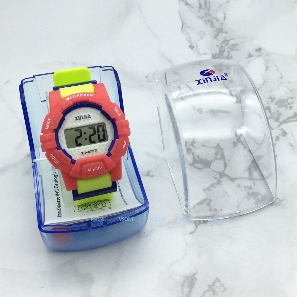 Spaanssprekend polshorloge elektronische sporthorloges met alarm, met gele rubberen band 8-877ts( geel)