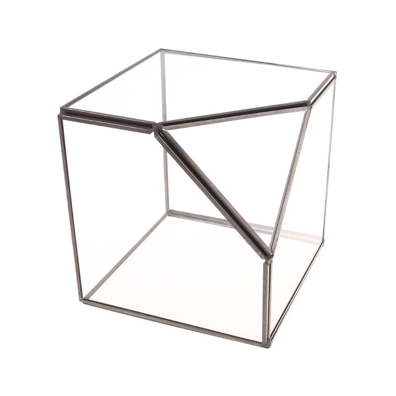 Modern Glass Terrarium Storage Box Clear Glass Geometric Terrarium Succulent Plant Display Box