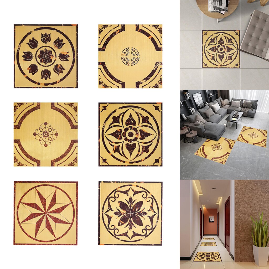 Removable Self Adhesive Floor Stickers PVC Brushed Gold