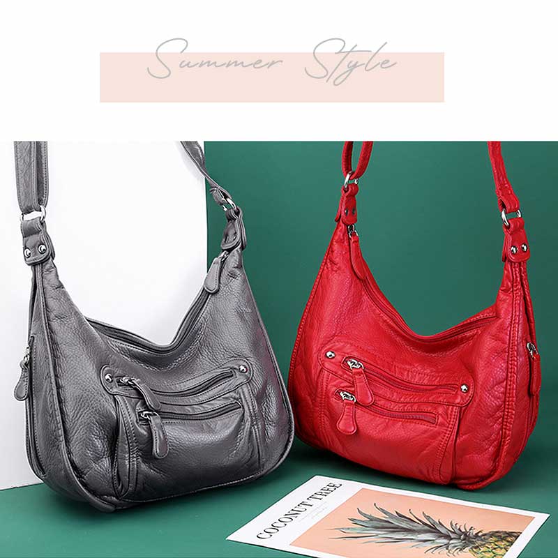 Cezira casual couro do plutônio hobos para as mulheres lavadas couro vegan funcional crossbody bolsas femininas sacos de ombro diário