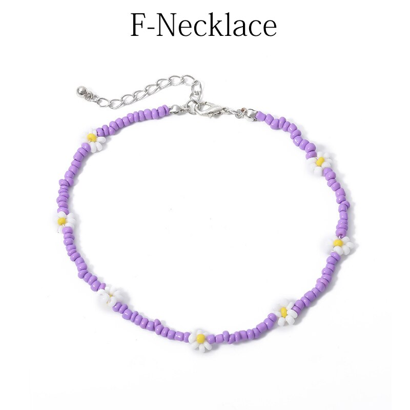 Neue modisch Manuelle Wulstige Halsreif Bunte transparent Gänseblümchen Blumen Acryl Halsketten für Frauen Sommer Schmuck: F