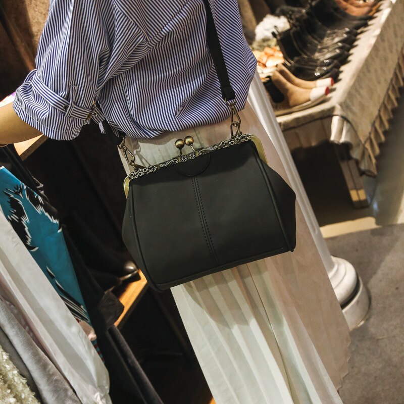 Jahrgang frauen Handtaschen Kuss Schloss Gerahmte Kupplung Tasche Taschen Schulter Umhängetaschen Frauen gefrostet PU Leder Dame Tasche