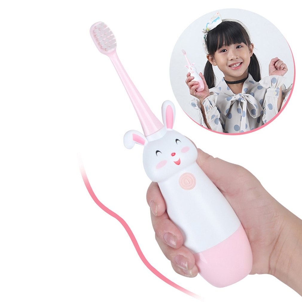 Crianças escova de dentes elétrica dos desenhos animados escova de dentes escova de dentes elétrica escova de dentes antiderrapante para crianças com cabeça de substituição macia