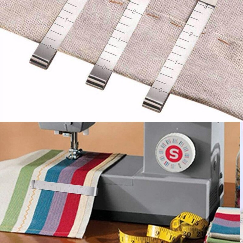 5Pcs Stainless Steel Sewing Clips Hemming Clips Marking Accessories 3 inches Measurement Quilting Ruler Supplies