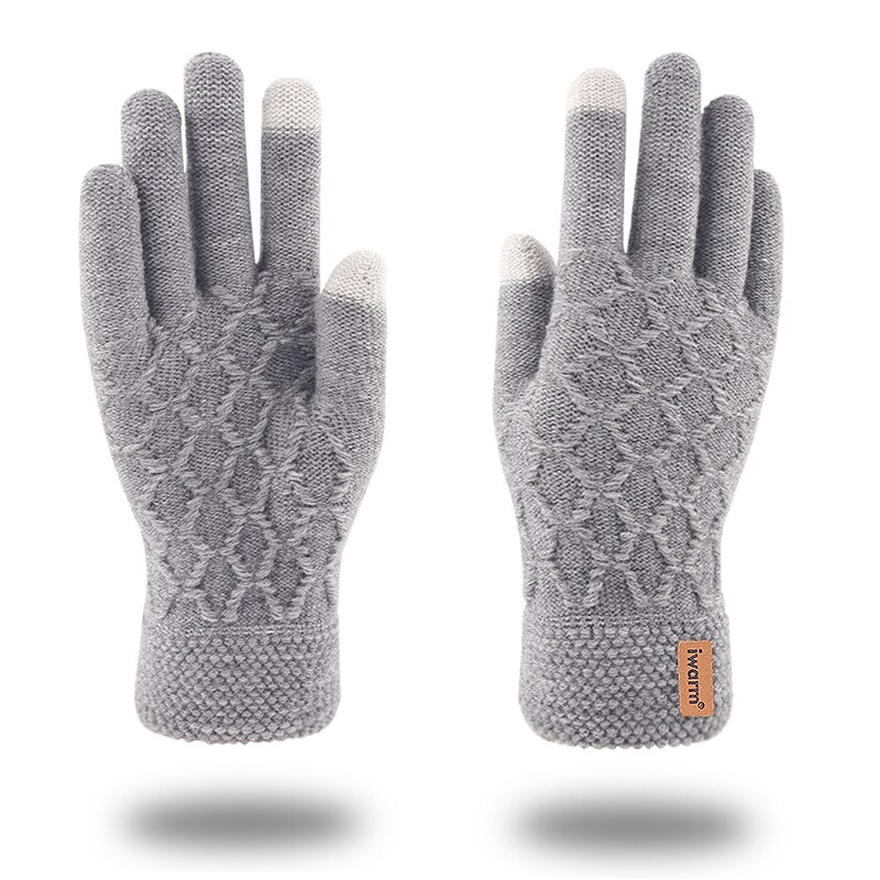 Guantes de invierno para hombre Iwarm, guantes de otoño para pantalla táctil, guantes tejidos que mantienen el calor,: Grey