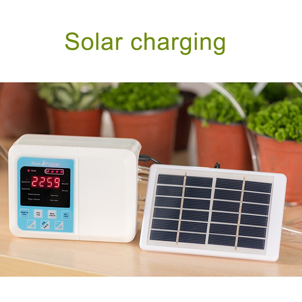 Solar Powered Potted Garden Automatic Watering Device 1/2 Pump Intelligent Garden Plant Drip Irrigation Water Pump Timer System