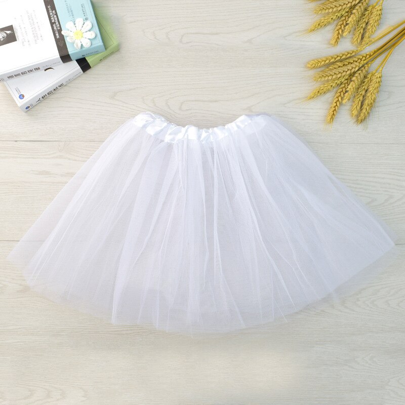 Jupe Tutu de danse pour filles, jupe princesse à trois couches, en maille courte, Ballet princesse vêtements pour filles: white