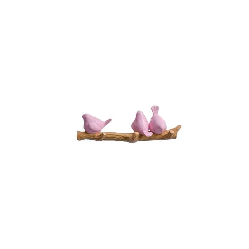 Colgador de pared con pájaros de resina, gancho para colgar llaves, abrigos, toallas, sombreros, bolsos, para sala de estar, cocina, accesorios para el hogar, decoración de paredes: 3 Birds-Pink