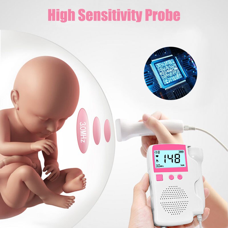 Doppler Fetal actualizado para bebés, Monitor LCD de 3,0 MHz para embarazadas, monitores fetales portátiles de ultrasonido bebé embarazada ultrasonido estetoscopio ecografo portatil sonar fetal escuchar latidos bebe