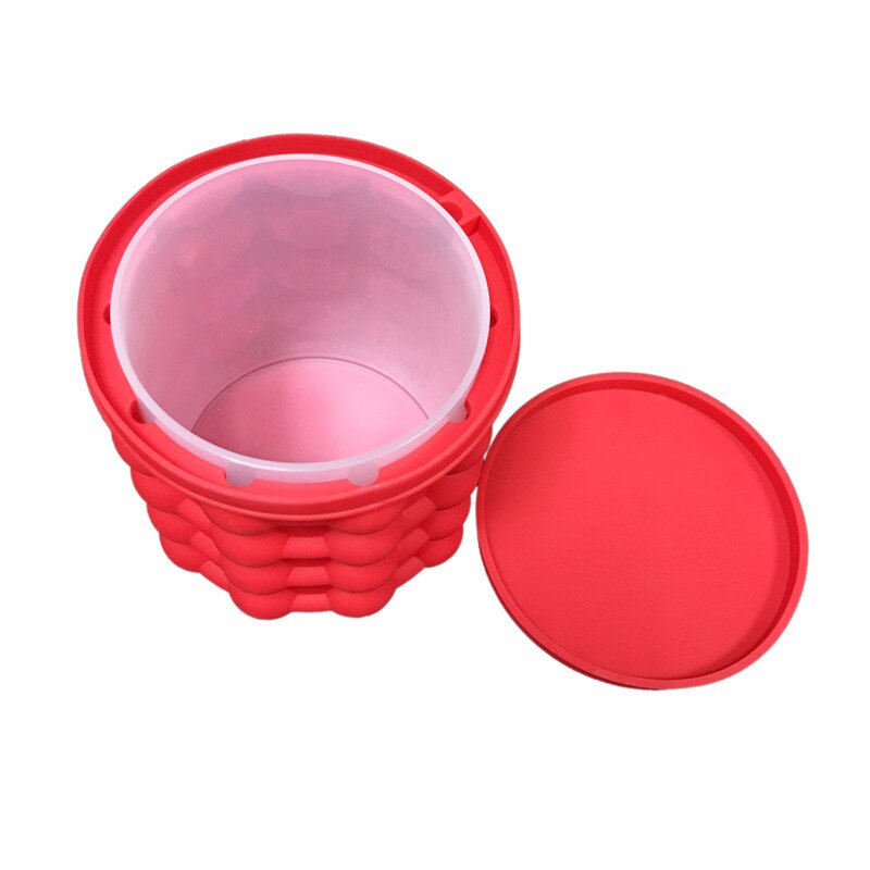 Siliconen ijsemmer, ijsblokjesmachine van voedingskwaliteit, bierkast, ruimtebesparend keukengereedschap, whisky drinken, invriezen: Rood