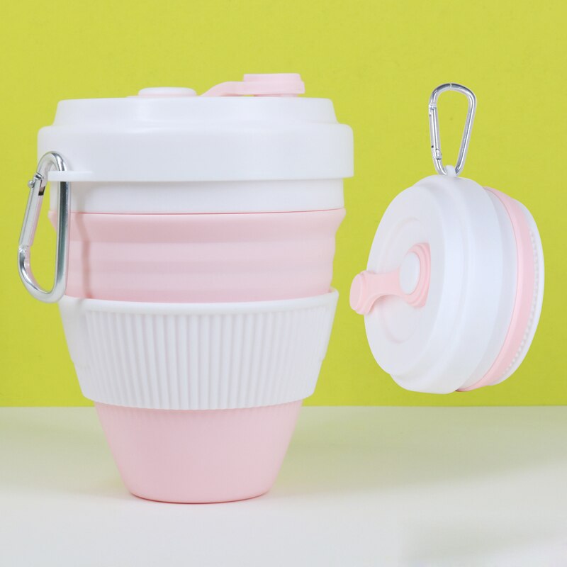 Tasses pliantes en Silicone | Tasses pliantes de 450ml, tasse à café en silice télescopique Portable avec couvercles voyage tout noir: Style 7