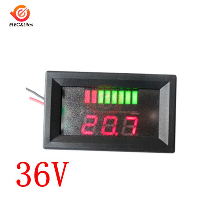 6V 12V 24V 36V 48V Auto Blei Säure Batterie Ladezustand Anzeige Batterie Tester Lithium- batterie Kapazität Anzeige LED Voltmeter: 36V rot