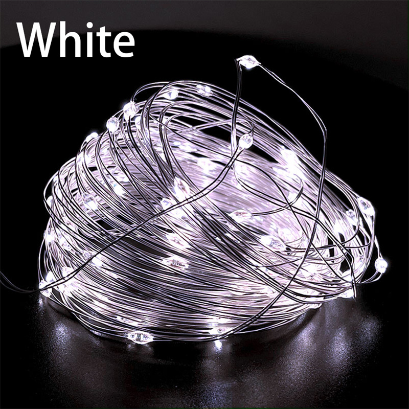Guirnalda de luces LED de 20M con alambre de cobre, guirnalda USB, cuerdas de iluminación de hadas para vacaciones, Navidad, decoración para de boda: Blanco / 85 W