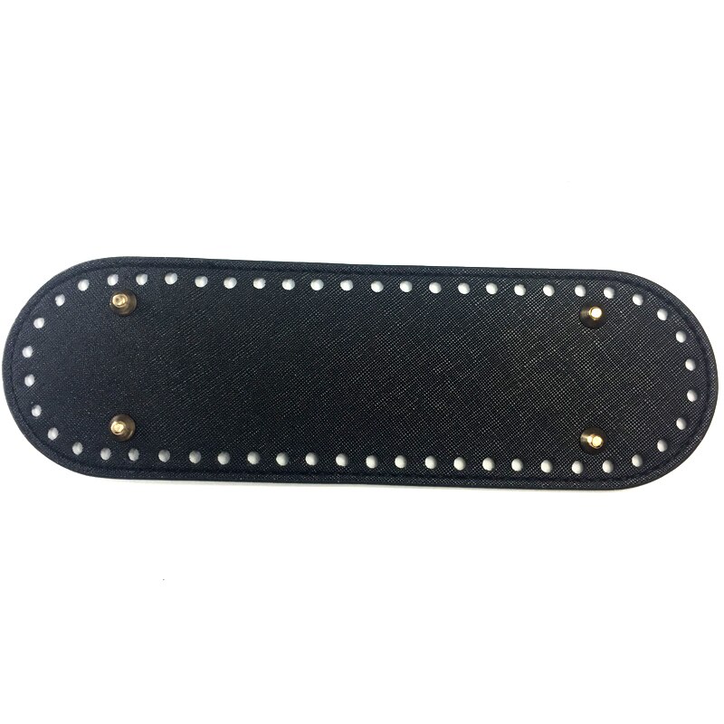 26x8cm Bag Bottom Oval PU Leather Bottoms with Holes Accessories for Knitting Handbag Crossbody Messenger Bags DIY Parts KZBT011: Black