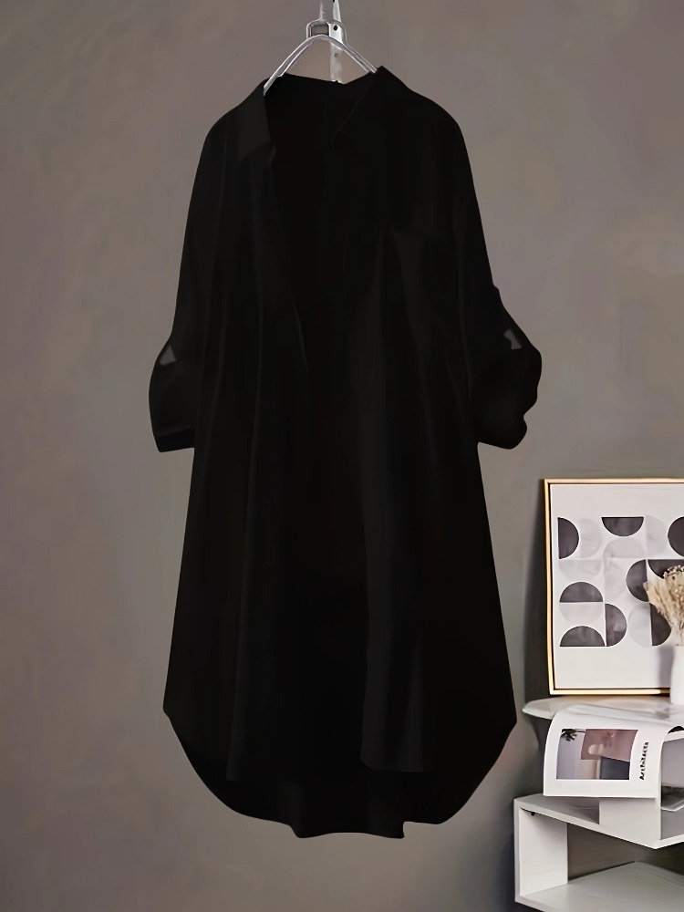 Camicia bianca donna 2024 primavera proprietà moda coreana semplice tinta unita camicie lunghe signora camicia midi traspirante allentata e camicetta