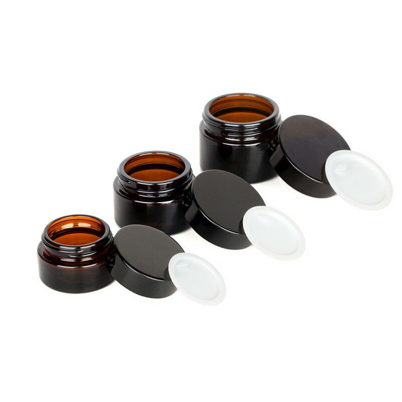Frascos de vidrio marrón ámbar para cosméticos, botellas de crema facial, bálsamo labial, bote de muestra para el cuidado de la piel, frascos de maquillaje, 5g/10g/20g/30g/50g, 5 uds.