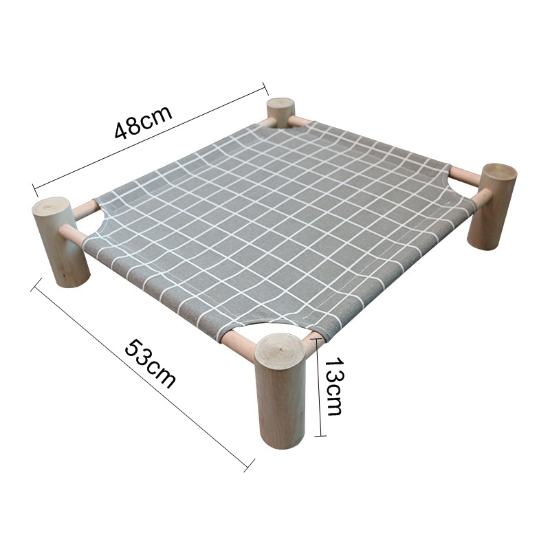Cama elevada extraíble para gatos, casa de madera de lona transpirable para conejos pequeños, suministros para perros: 10 Grey Grid