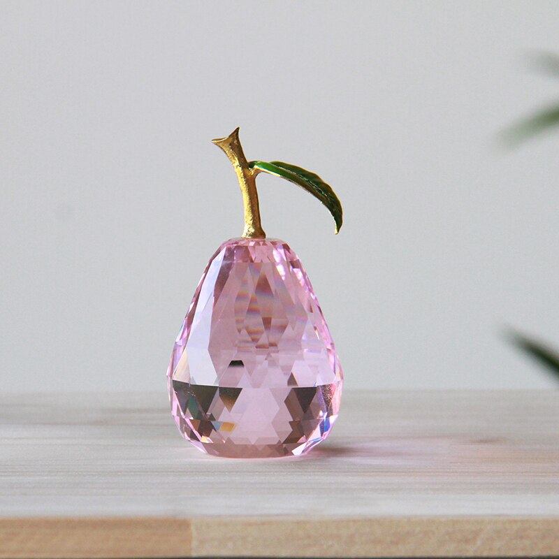 Kleur Kunstmatige Kristallen Glas Peer Fruit Art Decoratie Voor Plated Inrichting Craft Voor Thuis En Bruiloft Decoratie Artikelen: pink