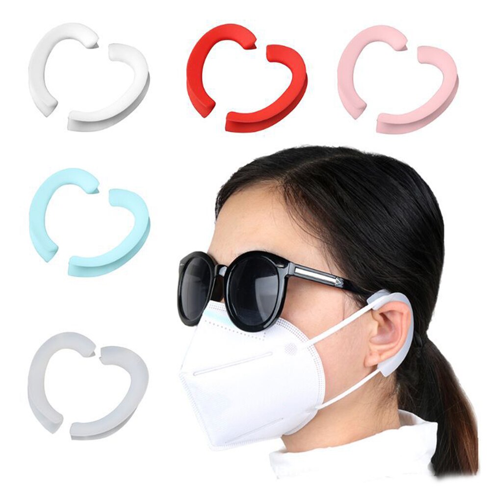 1 par silikon ansiktsmaske ørekroker deksel justerbar ørestropp myk gjenbrukbar sklisikker hørselsvern grep tilbehør