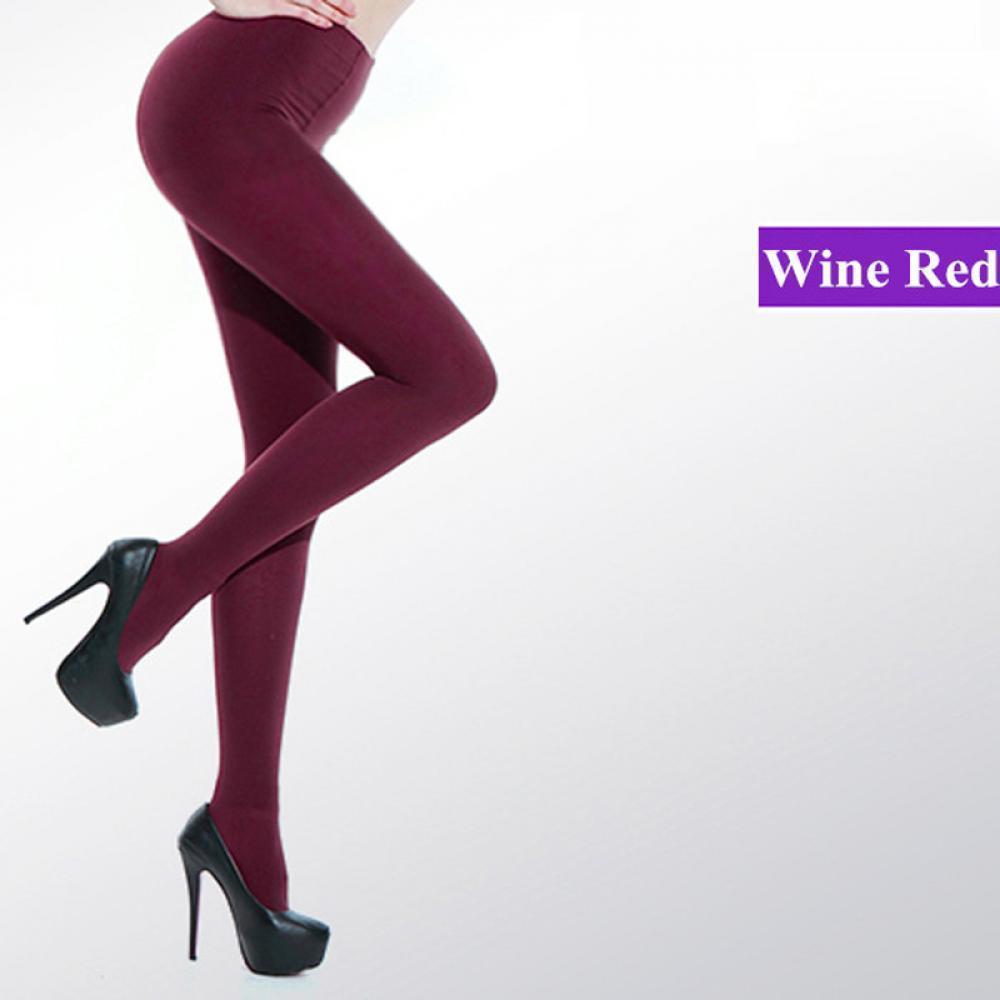 8 Colors Women's Spring Autumn Footed Opaque Tights Pantyhose Tights: Burgundy