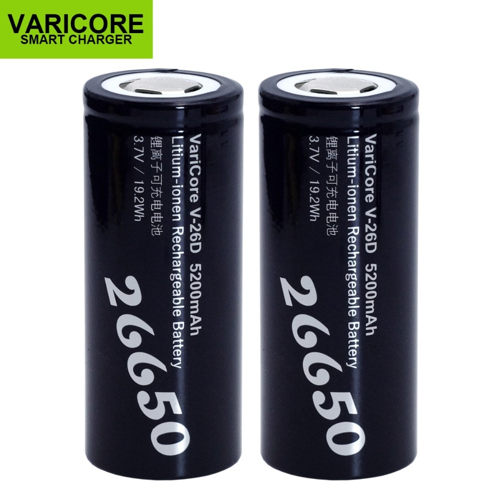 1-6 stks VariCore 26650 Li-Ion Batterij 3.7 v 5200mA V-26D Ontlader 20A Power batterij voor zaklamp E- gereedschap batterij