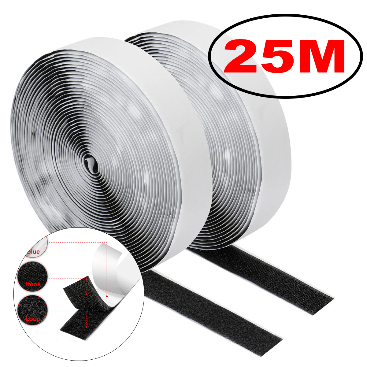 Belcro, 1-25M Correa Tiras De  Cinta Autoadhesiva Auto Adhesivo De Gancho y Bucle, Negro, Blanco, Casa, Bricolaje, Grifo Mágico, Pegatinas De Pegamento Muy Fuerte , Correa Adhesiva Costura Organizador Muy Fuerte: 30mm / Níquel negro