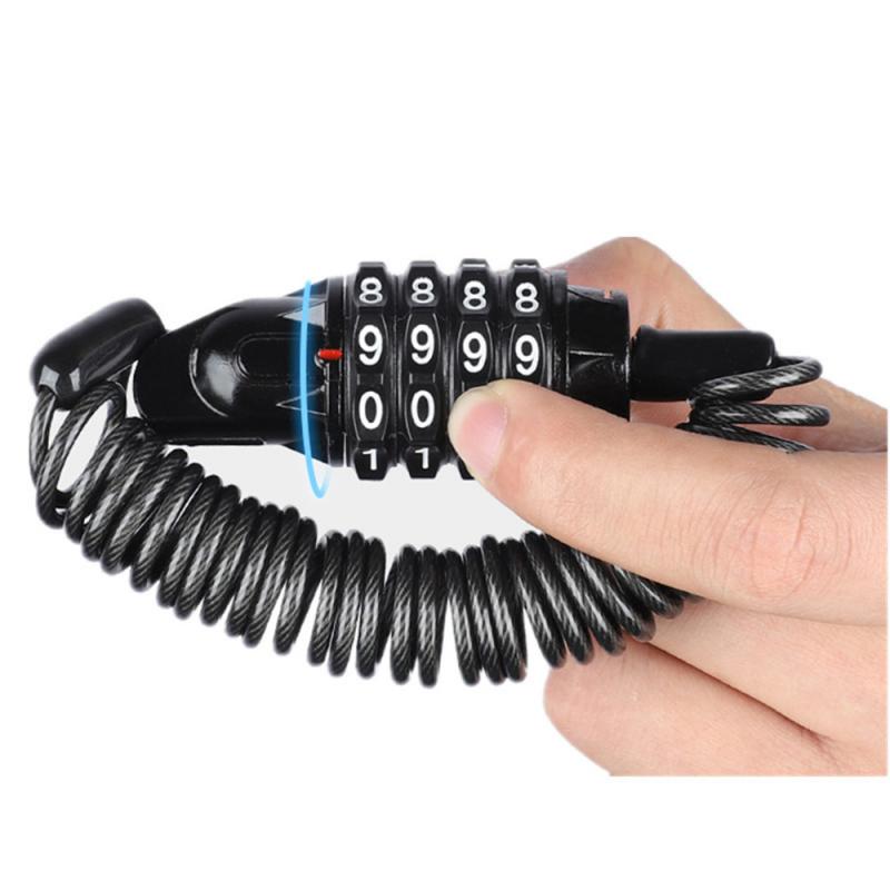 Mini Bike Lock Fold Backpack Cycling Helmet Cable Lock 4 Digit Combination Anti-theft Bike Bicycle Lock Motor Bike Accessories