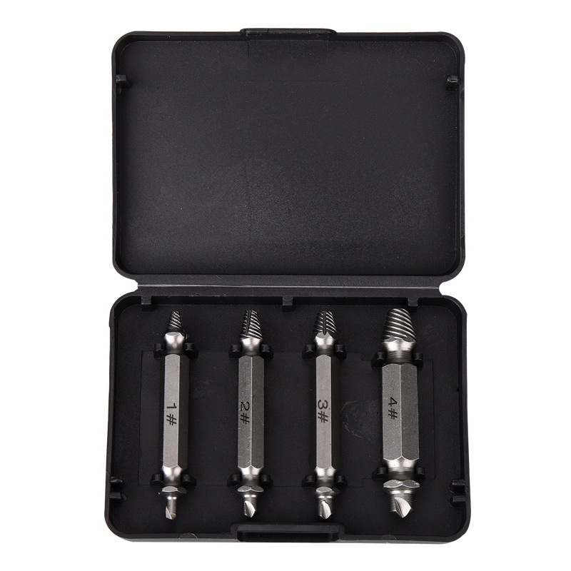 4pcs Damaged Screw Extractor Drill Bit Set Easily Take Out Broken Screw Bolt Remover Stripped Screws Extractor Demolition Tools: Default Title
