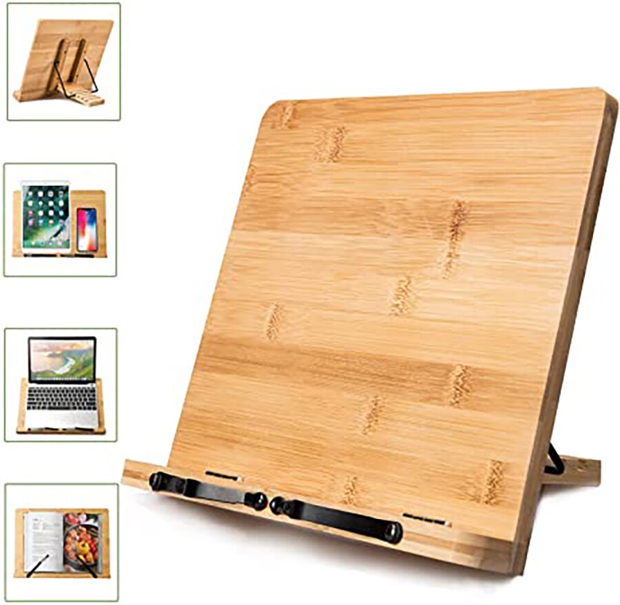 Verstelbare Reading Rest Tablet Kok Thuis Studeerkamer Boek Houder Opvouwbare Kookboek Stand Pagina 'S Vaste Keuken Boekensteunen Plank Hout