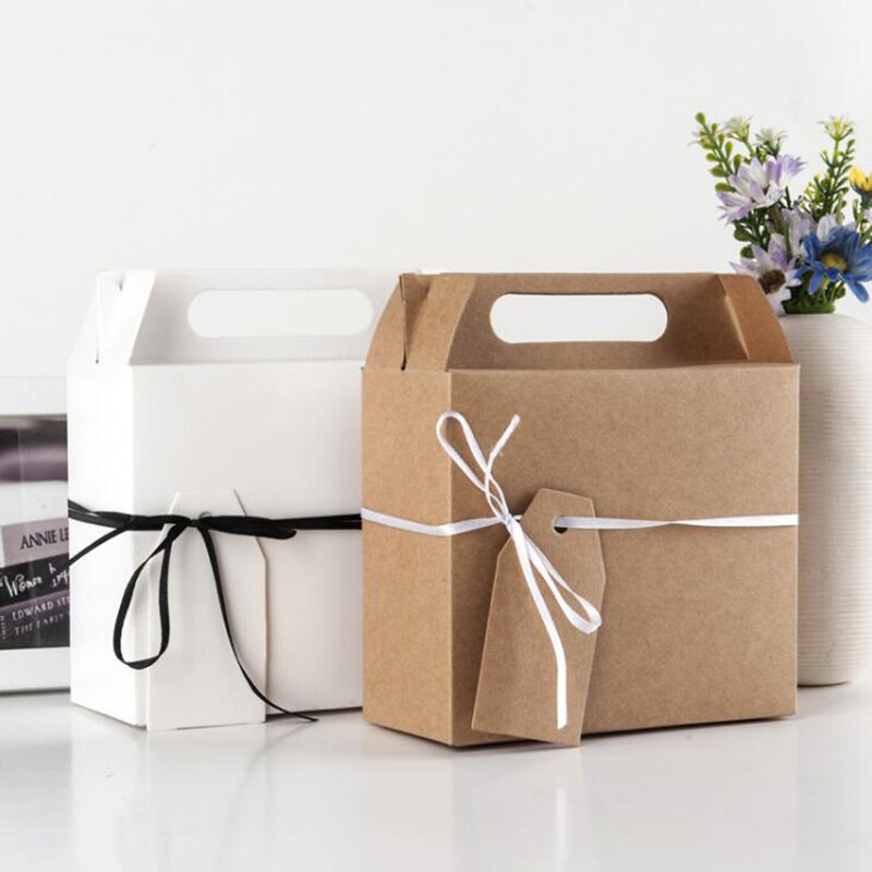 10Stck Papier Karton Boxen mit Griff für Kuchen Süßigkeiten Cookie Snacks Partei Liefert
