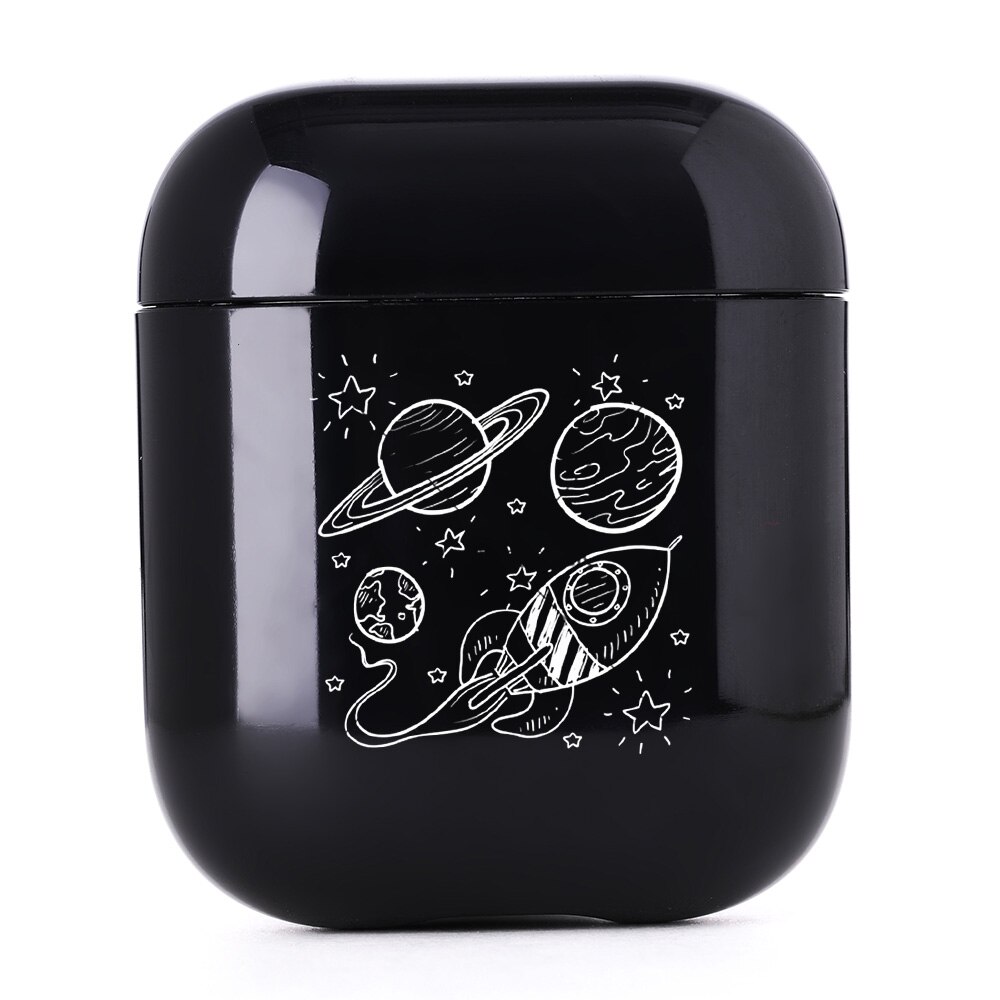 Cute Case For Apple Airpods 1/2 Case Space Planets Astroaunt Bluetooth Earphone Case For Airpods 1/2 Headphone Black Hard Case