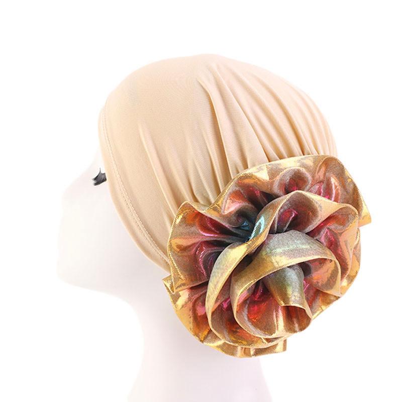 Indische Hütte Kappe Frauen Blume Haarausfall Turban Muslimischen Motorhaube Kopf wickeln Abdeckung Chemo Krebs Kappen Mützen Skullies Islamischen Kopftuch: khaki