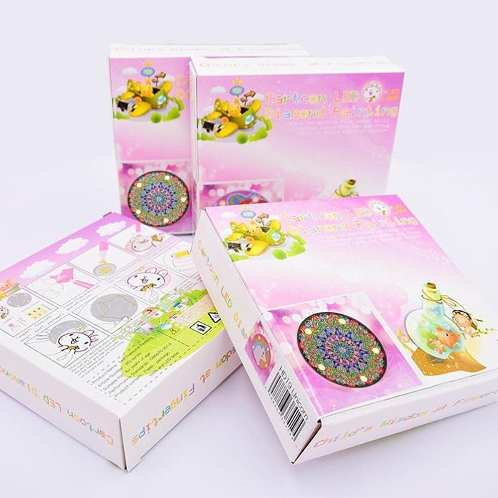 HUACAN lampe à peindre en diamant pour enfants | Bricolage, lampe mosaïque en diamant avec motif Mandala broderie diamant, de dessin animé, de noël pour enfants