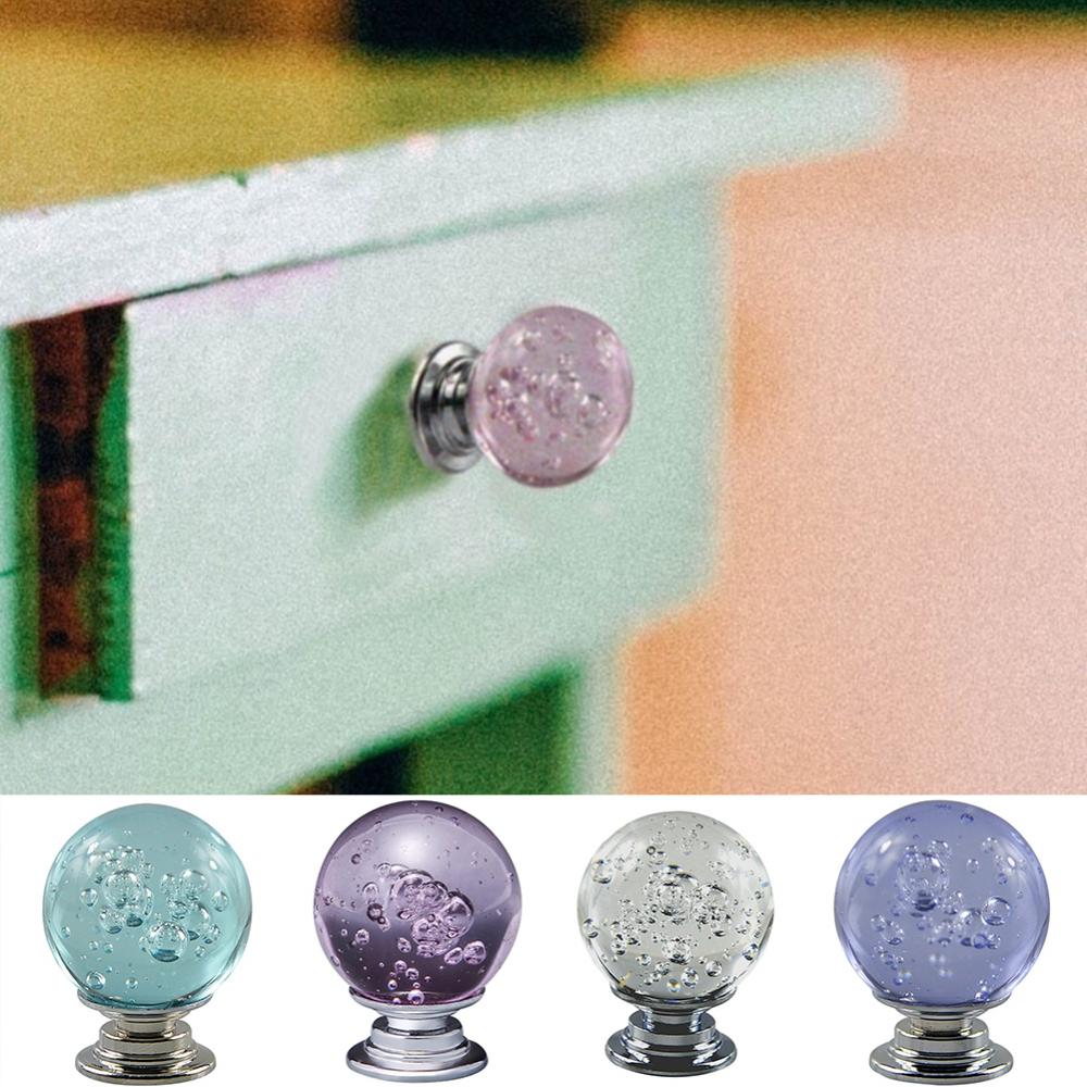 Bouton rond en boule de cristal pour armoire et meubles, poignée de fusion, panneau Chi, nervure de porte