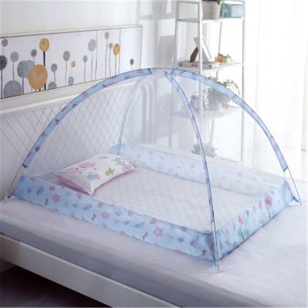 Casa têxtil crianças sem fundo instalação-livre yurt mosquiteiro bebê rede de dormir com suporte: blue