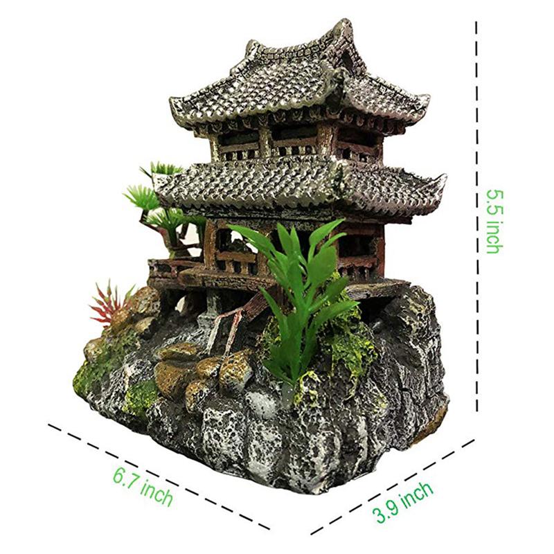 Kunstmatige heuvelhuisdecoratie, prachtige landschapskunstwerken van hars voor aquariumdecoratie-accessoires (gebouw)