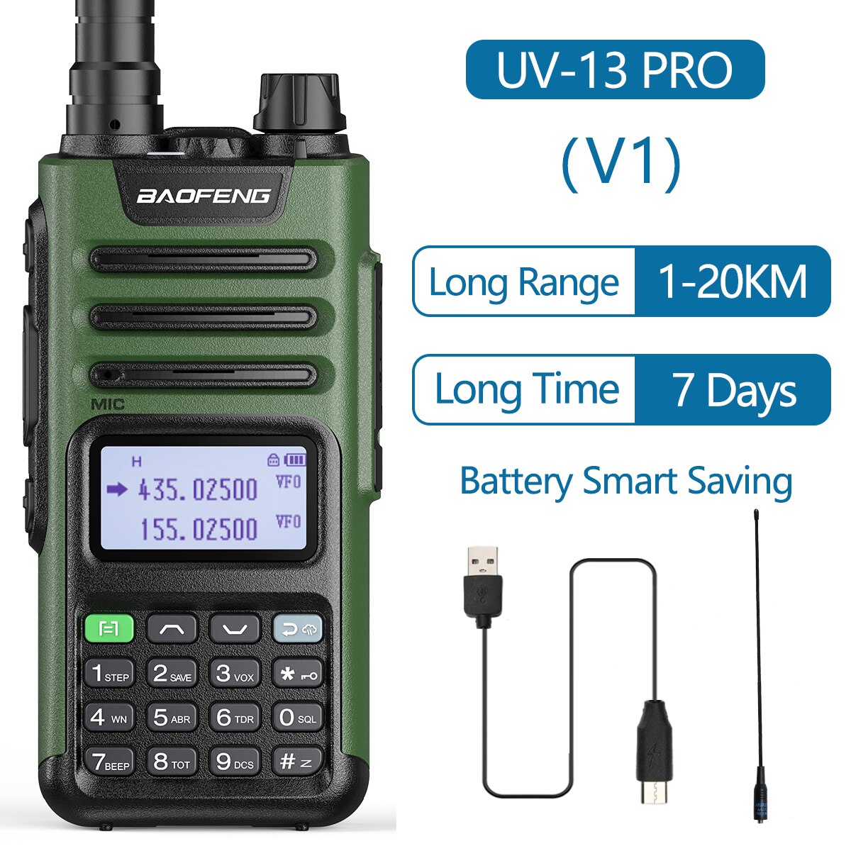 Baofeng Uv Pro Walkie Talkie W Mah High Power Channel Dual Band Uhf Vhf Radio