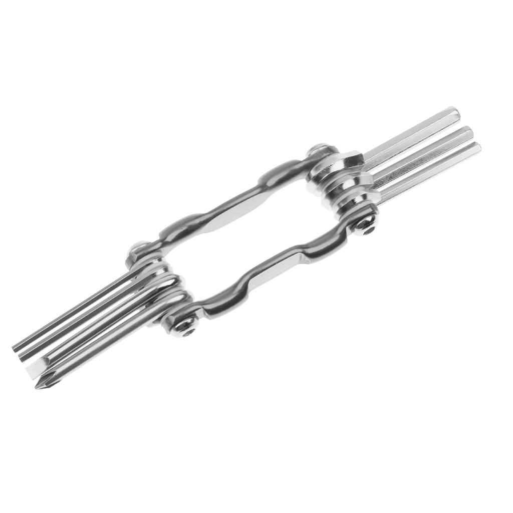 7 In 1 Steel Multi Tool Portable Bike Bicycle Repair Multitool Set Silver