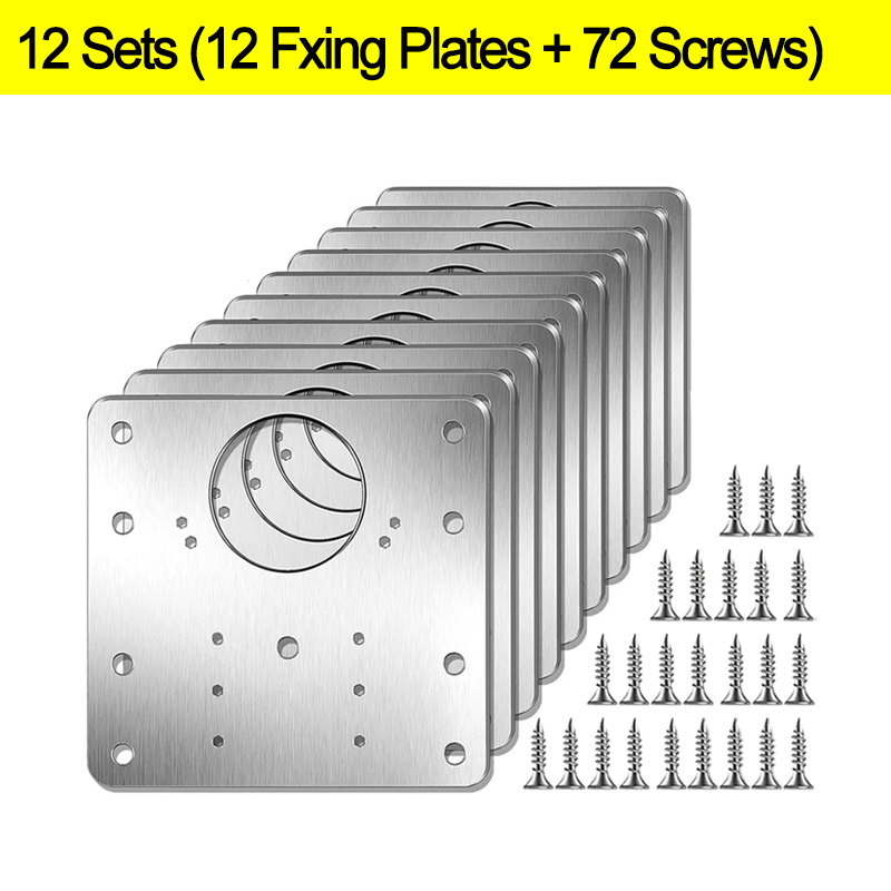 Kit de plaques de réparation de charnière d'armoire, 2/12 ensembles, plaque de montage de charnière de porte de placard de cuisine avec vis, supports de fixation plats pour meubles: Noir / or