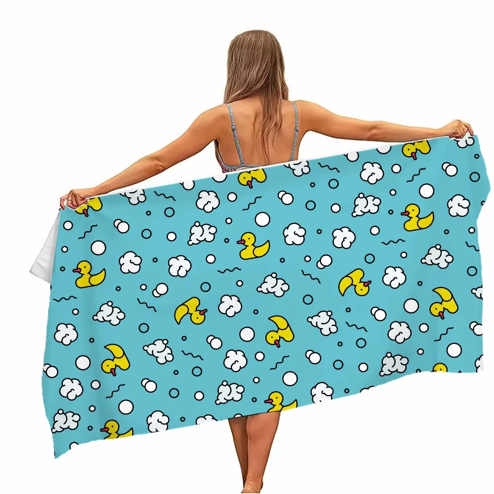 Extra grote, sneldrogende microvezel strandhanddoek met chic eendendesign - superabsorberend, lichtgewicht en stijlvol