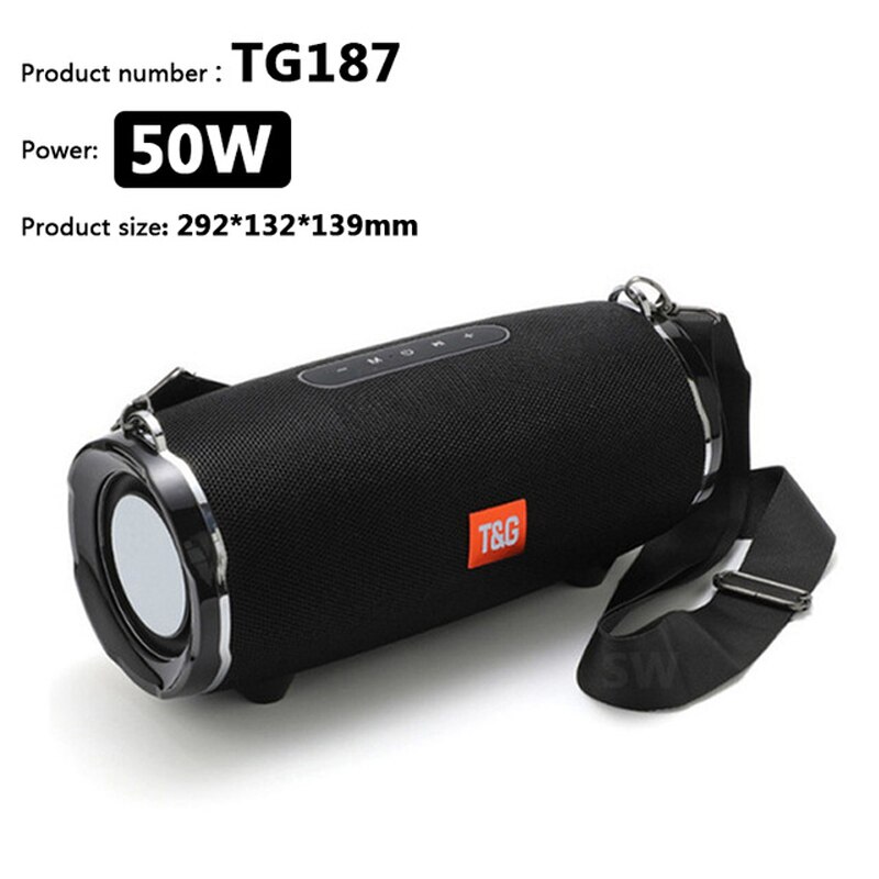 TG187 50W High Power Bluetooth Speaker Waterproof Portable Column For PC Computer Speakers Subwoofer Boom Box Music Center Radio: TG187 Black