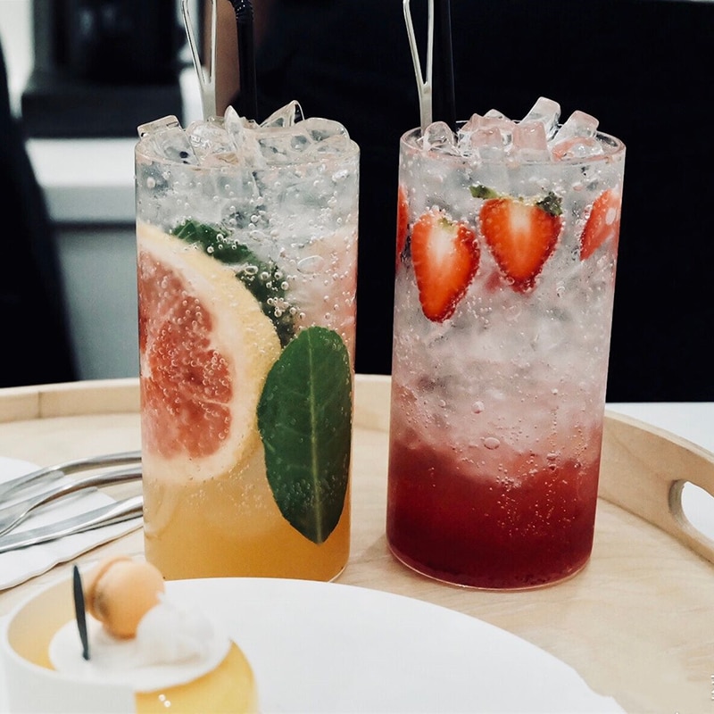 Heat-resistant Can Shape Glass Water Milk Juice Cup Beer Glass 330/400ml and Straw Dessert Juice Tea Cup Shake Glass