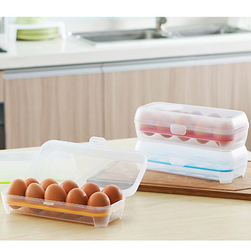 Kitchen Egg Storage Organizer Box 10 Grid Egg Box Food Container Organizer Boxes for Storage One Layer Egg Crisper