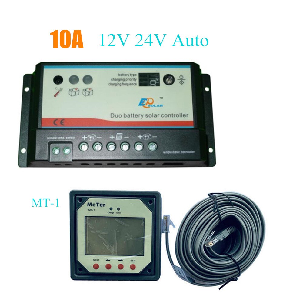 Epever Dobbel batteri solenergi lade kontrolleren 10 a 20a duo-batteri regulator med fjernkontroll lcd måler mt -1 epsolar epipdb-com: 10a sett
