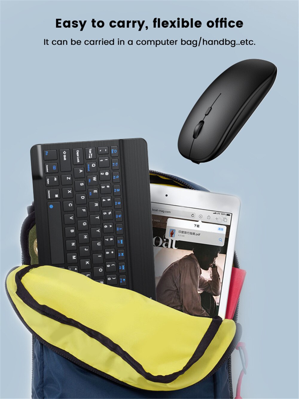Klawiatura Bluetooth bezprzewodowa klawiatura i mysz hiszpańska Mini rosyjska klawiatura do ipada telefon Samsung Tablet ipad pro 11 air 2020