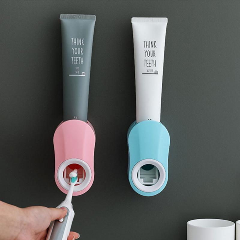 Toothbrush Holder Set Toothpaste Dispenser Wall Mount Stand Bathroom Accessories Set Rolling Automatic Squeezer Family Hygienic