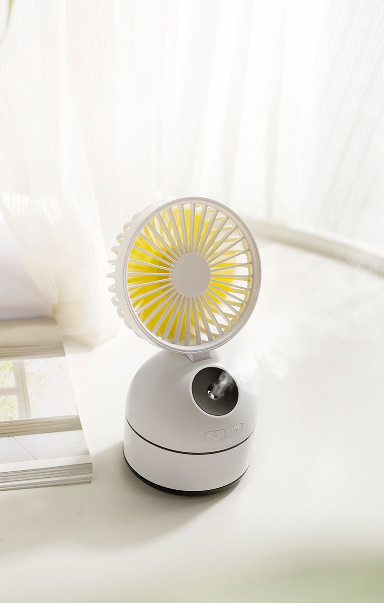 Ventilator luftfugter 2- i -1 mini bil kontor luftrenser usb lade ventilator luftfugter: Hvid