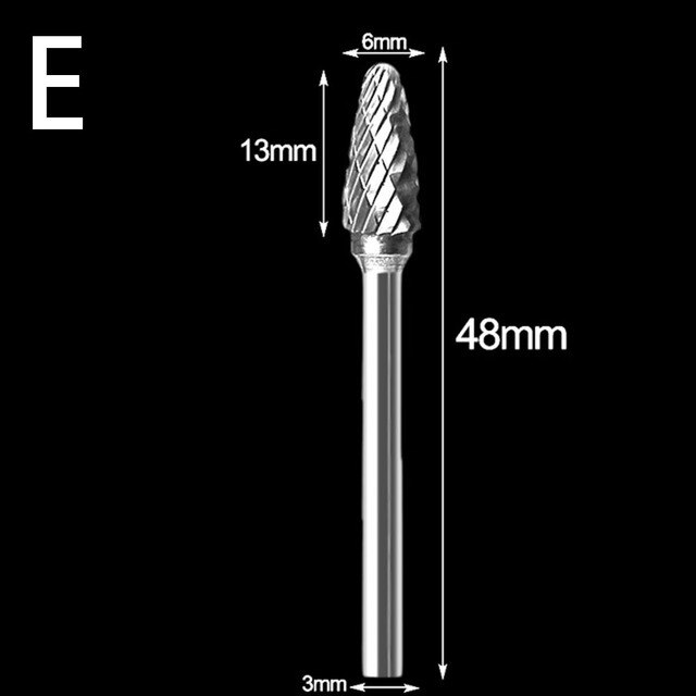 1 stk wolfram stål slibehoved wolfram carbid grater sæt mini bor diamant bor materiale wolfram dremel tilbehør: E