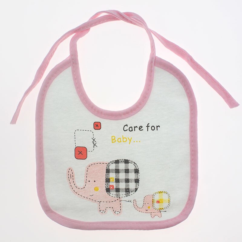 Soft newborn cotton elephant girls boys baby bibs towel feeding burp cloth waterproof Infant animal double layer Bandana Feeding: Pink